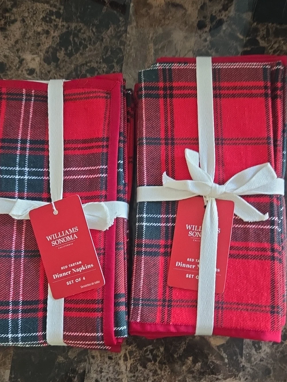 Williams Sonoma Red Plaid Holiday Throws and Napkin Set